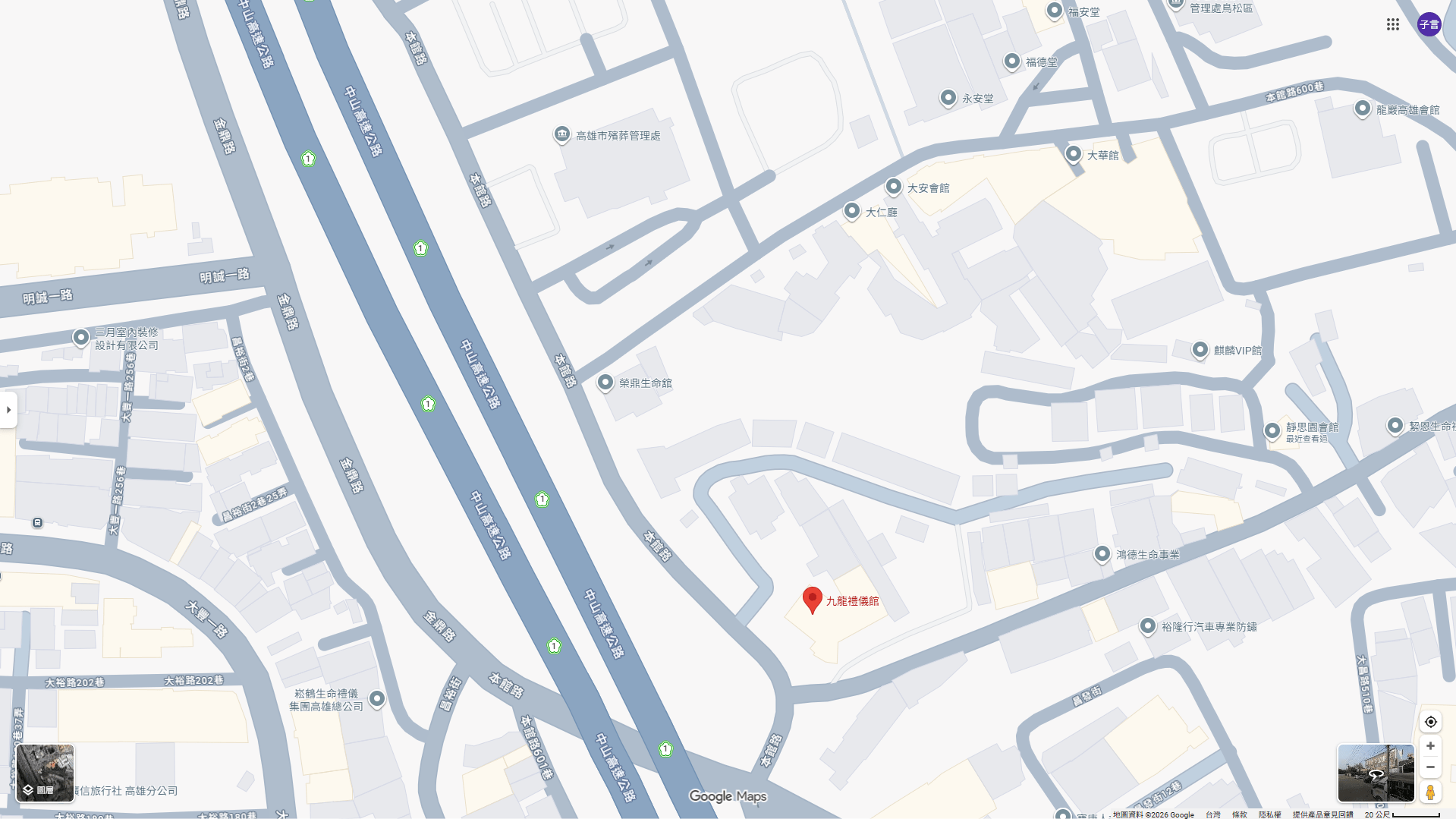 九龍禮儀館和第一殯儀館的地圖位置